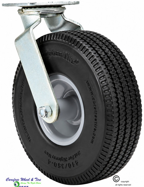 410/350-4 (10" x 3") Carefree Flat-Free Caster Wheel Assembly With Swivel Plate, Without Brake | Sold Individually