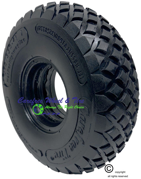 410/350-4 Diamond Tread-Solid Carefree Tire. Fits Standard 4" Rims