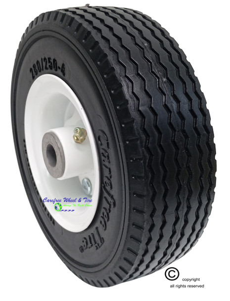280/250-4 (9" x 2.25") WIDE Wheel Assembly With Carefree (No-Flat) Tire. 3pc Rim