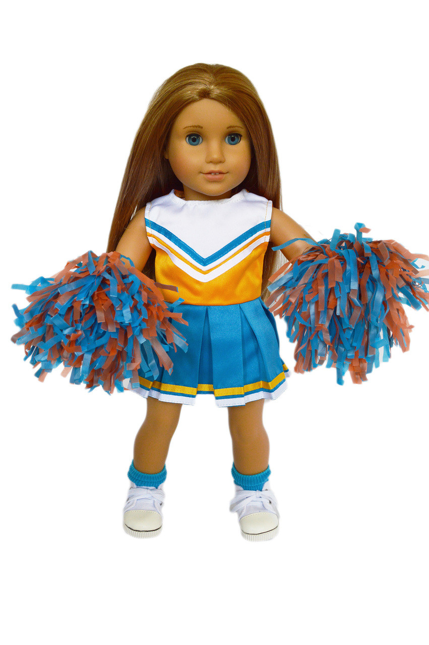 Blue and Orange Cheerleader Outfit for American Girl Dolls
