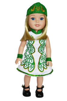 Green Irish Dance Outfit for Wellie Wisher Dolls