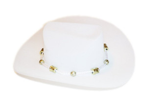 WHITE WESTERN COWGIRL HAT FOR AMERICAN GIRL DOLLS AND MAPLELEA