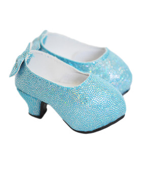Bright Blue Back Bow Heels for Wellie Wisher Dolls