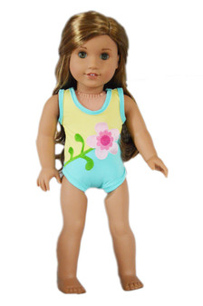  Embroidered Flower Swimsuit for American Girl Dolls 18 Inch