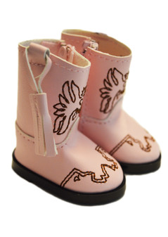 Pink Western Boots Brown Stitching for Wellie Wishers-195