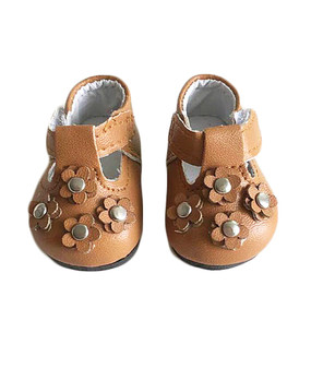 Brown Flower Mary Janes for American Girl Dolls