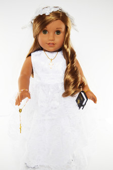 My Brittany's All Lace Communion with Tiered Ruffles Complete with -Shoes-Rosary-Cross Necklace-Bible-Veil