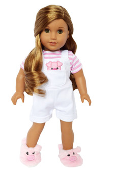 My Brittany's Pink Striped Top with Denim Piggy  Shortalls