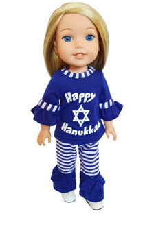Happy Hanukkah Outfit for Wellie Wisher  Dolls