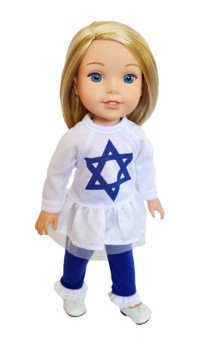 Star of David Hanukkah Outfit for Wellie Wisher Dolls