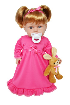 Pink Nightgown with Hair Ribbons for Bitty Baby Dolls