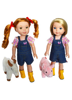 On the Farm Outfit for Wellie Wisher Dolls, Glitter Girl Dolls and Hearts for Hearts Dolls