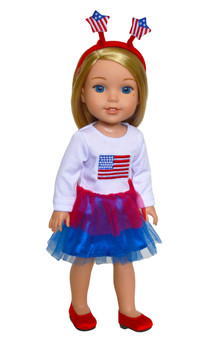 Patriotic Outfit for Wellie Wisher Dolls, Hearts for Hearts Dolls and Glitter Girl Dolls