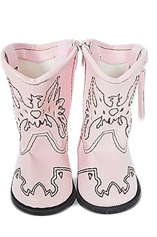 PINK WESTERN BOOTS WITH BROWN STITCHING