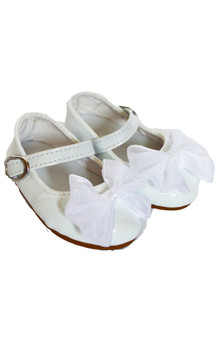 White Chiffon Bow Shoes Fits 18 Inch American Girl Dolls and Kennedy and Friends Dolls