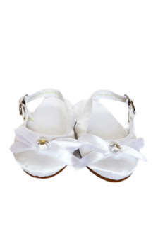 White Gem Bow Shoes Fits 18 Inch American Girl Dolls and Kennedy and Friends Dolls