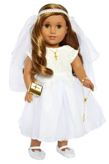 2021 Lace Top Communion Gown Allegra with Accessories Fits 18 Inch American Girl Dolls and Ann Lauren Fashion Dolls