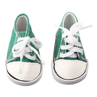 Green Canvas Shoes Fits 18 Inch Dolls 