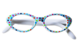 WHITE MODERN FRAMED GLASSES WITH STARS