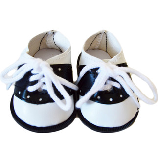 Black and White Oxford/Saddle Shoes with Eyelet Design For American Girl Dolls