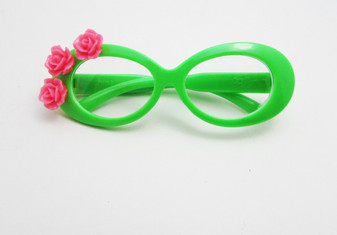 New Tropical Lime Green Glasses with Flowers