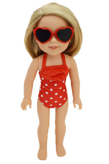Red Heart Glasses for American Girl Dolls Wellie Wishers