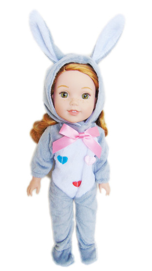 Grey Bunny Costume For Wellie Wishers Dolls