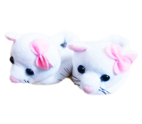 White Kitten Slippers for Wellie Wisher Dolls