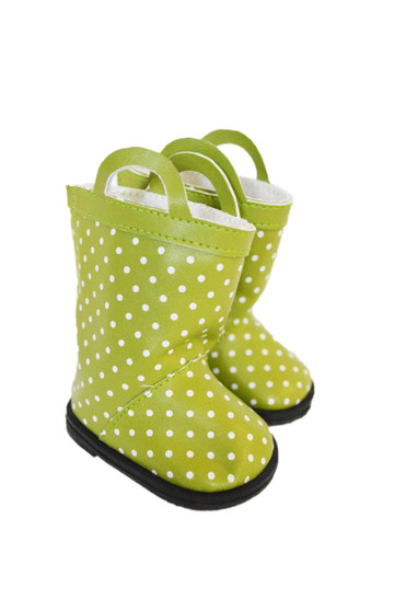 Green Dot Rainboots for Wellie Wisher Dolls