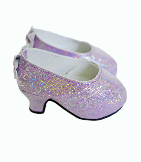 Lavender Heel Shoes for Wellie Wishers with Bows on the Back