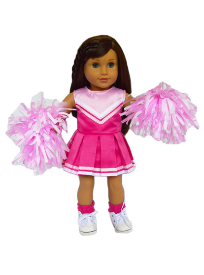 Pink Cheerleader with Two Poms