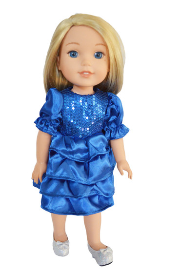 My Brittany's Hanukkah Blue Party Dress for Wellie Wisher Dolls