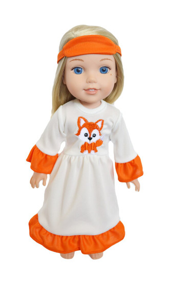 Autumn Fox Nightgown with Sleep Mask for Wellie Wisher Dolls