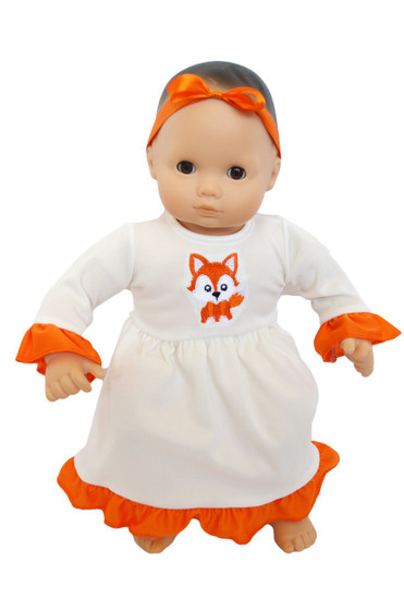 Autumn Fox Nightgown for Bitty Baby Dolls with Hair Bow