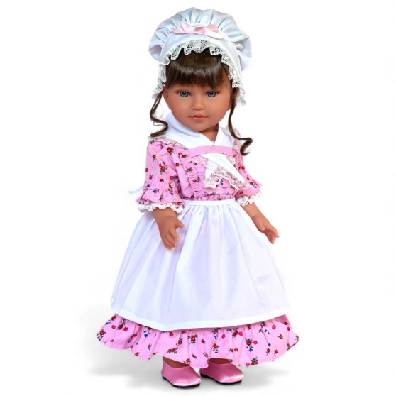 Pink Colonial Dress with Apron & Bonnet for 18-Inch Dolls