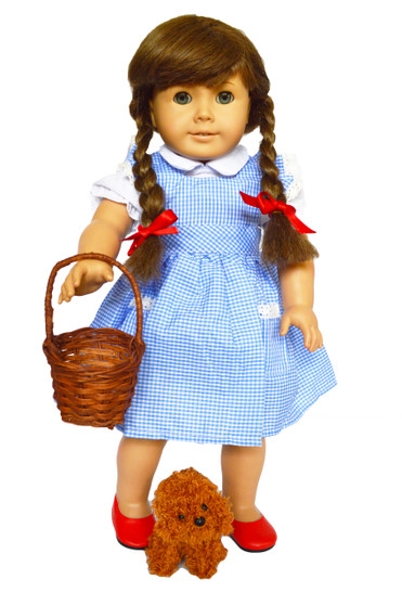 Dorothy Outfit Complete with Shoes,Basket and Dog