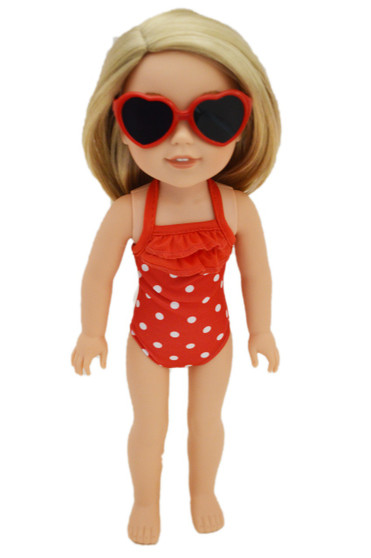 Red Heart Glasses for American Girl Dolls Wellie Wishers