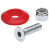 Body Bolt Kit - 1/4-20 in Thread - 1 in Long - Allen Head - Bolts / Countersunk Washers / Lock Nuts Included - Plastic / Steel - Red / Zinc Oxide - Set of 50