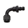 Fitting - Hose End - 90 Degree - 12 AN Hose Barb to 12 AN Female - Aluminum - Black Anodized - Each