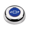 Chrome Horn Button Chevy Bowtie Blue/Silver