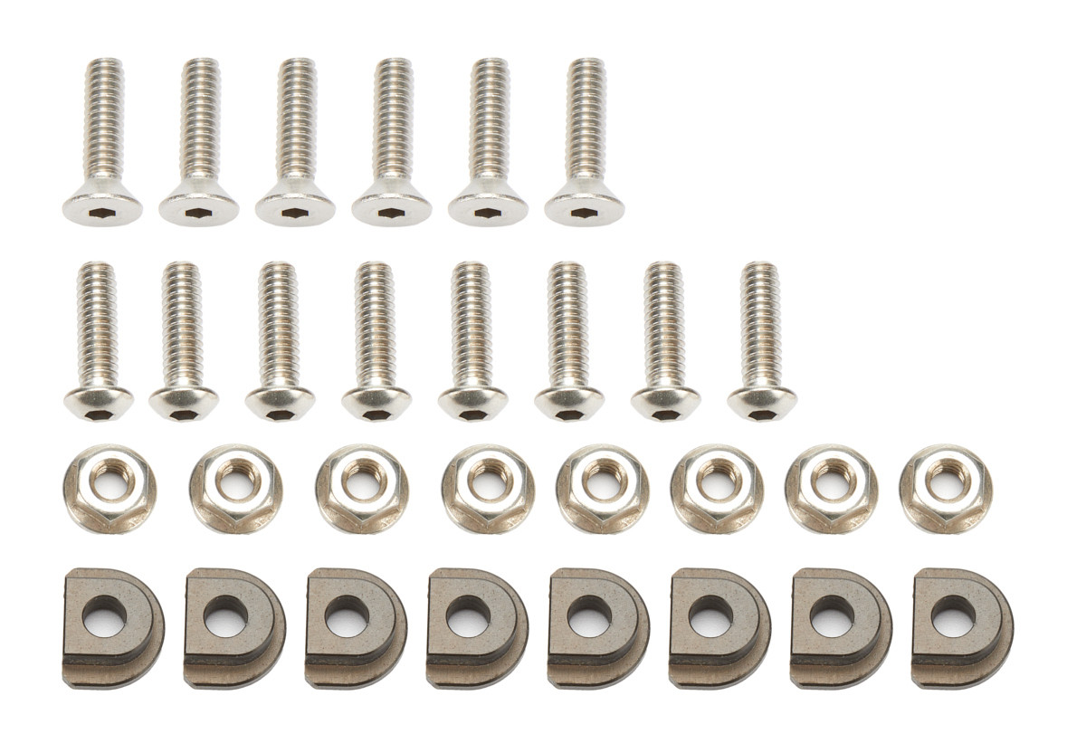 Brake Rotor Bolt - 1/4-20 in Thread - 1 in Long - Allen Head - T-Nuts / Flanged Hex Nuts Included - Titanium - Natural - Set of 14