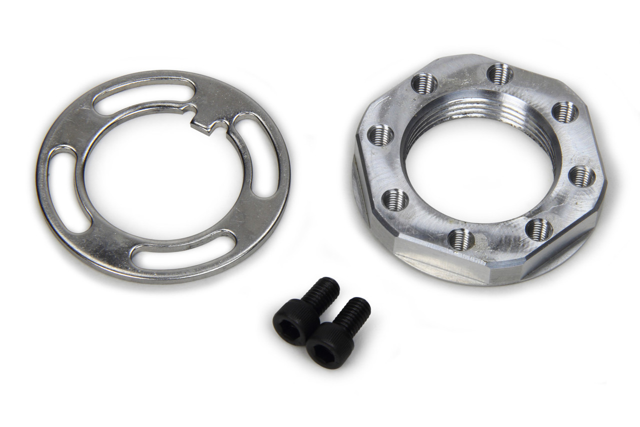 Spindle Nut - Keyed Washer / Screws Included - Aluminum / Steel - Natural - Midget - Kit