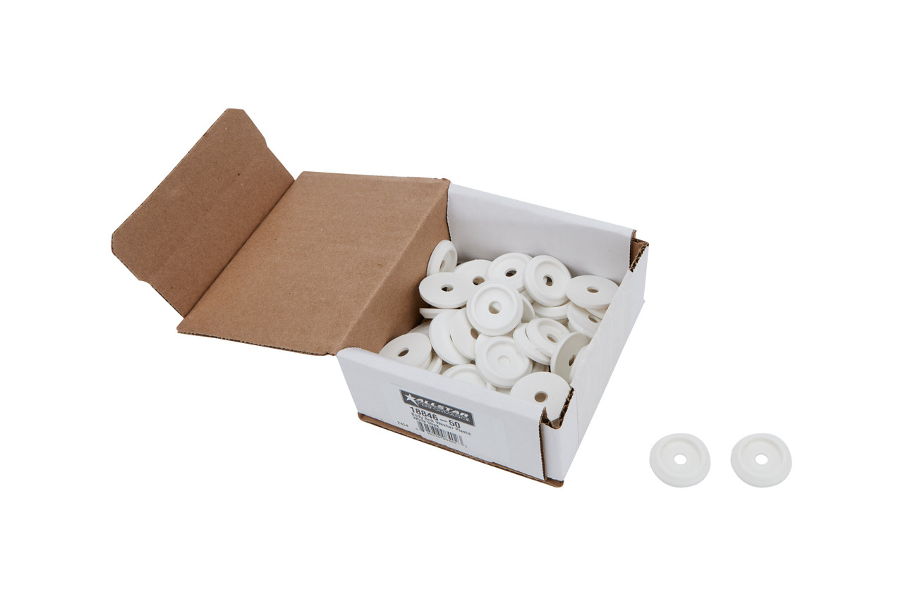 Body Bolt Washer - Countersunk - 0.25 in ID - 1.25 in OD - 0.125 in Thick - Plastic - White - Set of 50