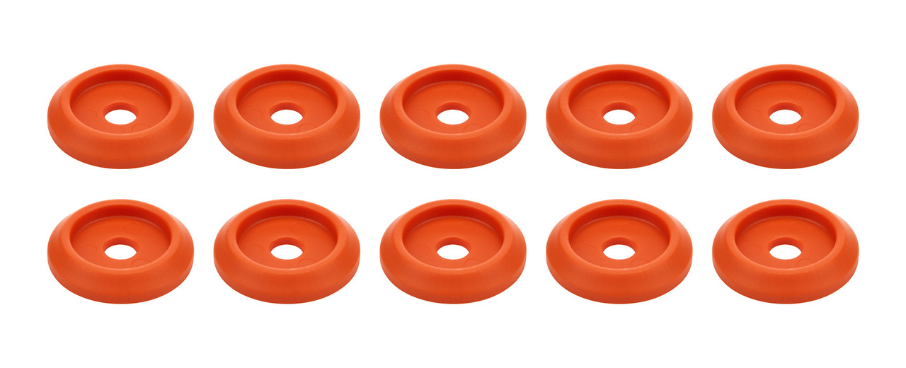 Body Bolt Washer - Countersunk - 0.25 in ID - 1.25 in OD - 0.125 in Thick - Plastic - Orange - Set of 10