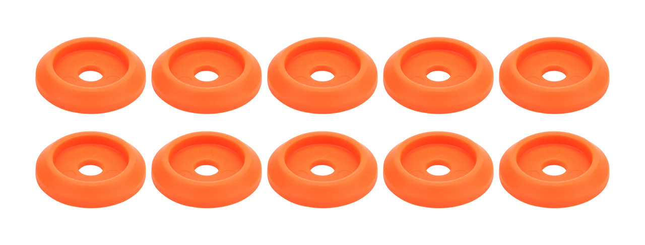 Body Bolt Washer - Countersunk - 0.25 in ID - 1.25 in OD - 0.125 in Thick - Plastic - Neon Orange - Set of 10