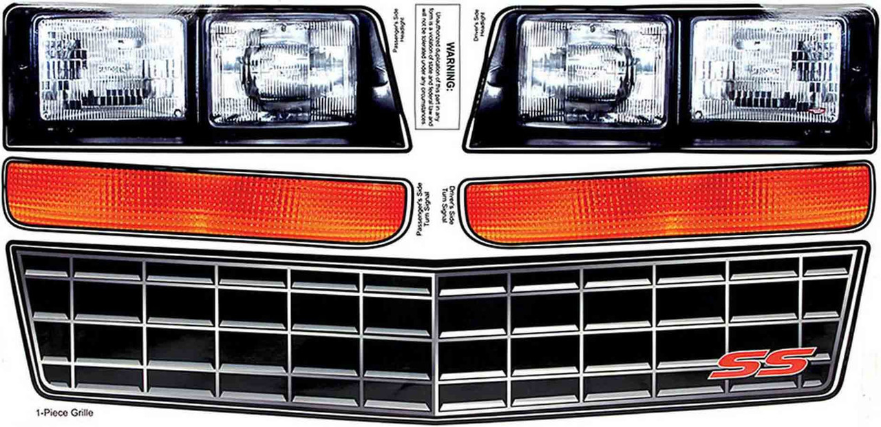 Graphics - Stock Grille - Nose - Laminated Protective Coating - Chevy Monte Carlo 1983-88 - Kit