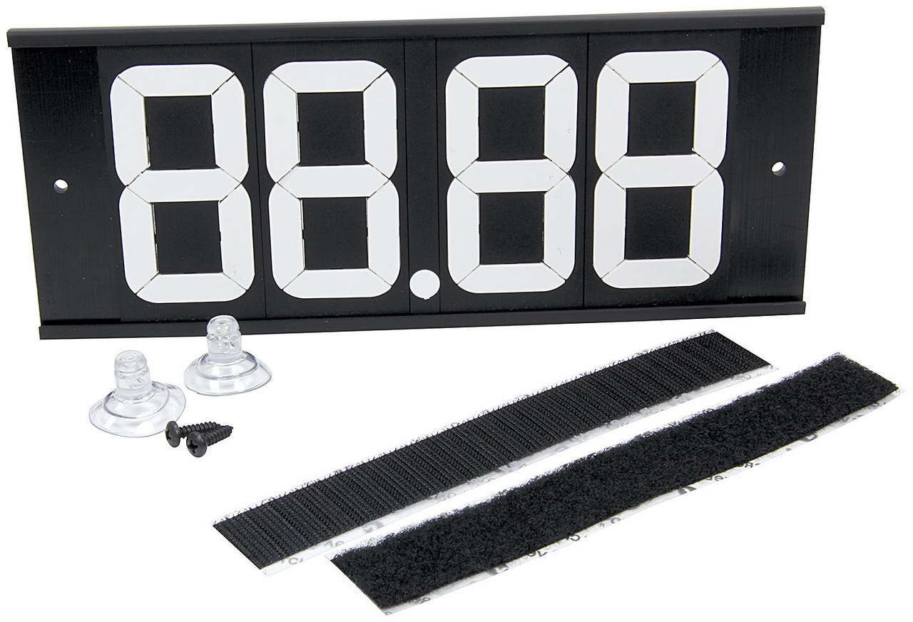 Dial-In Board - 3 in Tall Letters - 4 Digit - Suction Cups / Hook and Loop Included - Plastic - Black / White - Each