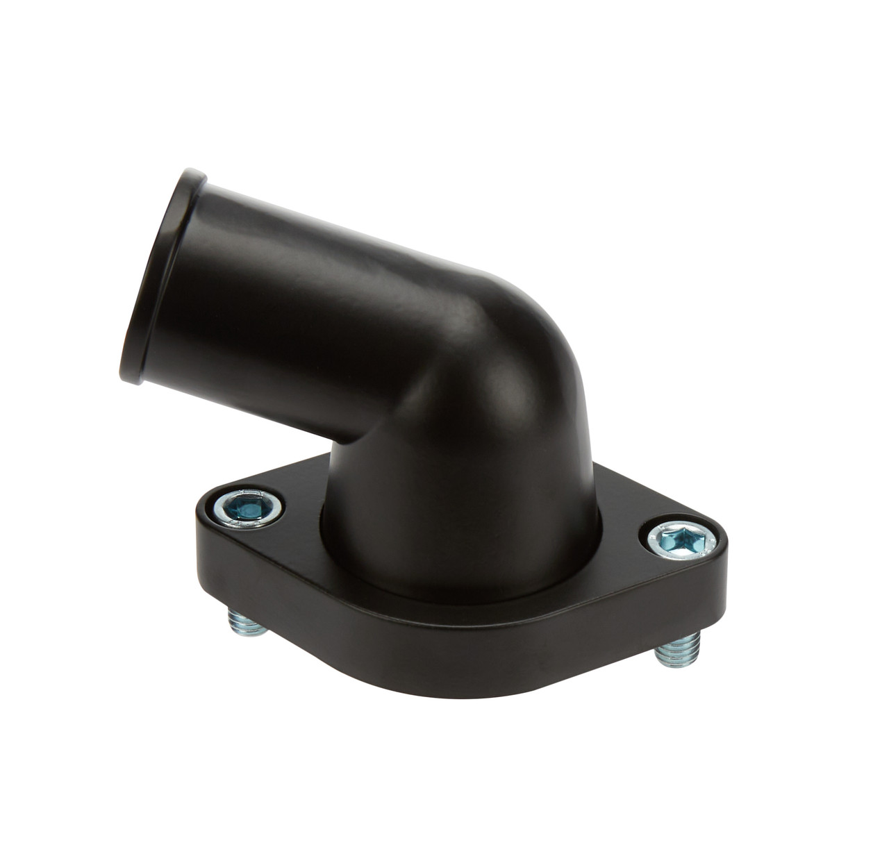 Water Neck - 75 Degree - 1-1/2 in ID Hose - O-Ring - Hardware Included - Aluminum - Black Powder Coat - Chevy V8 - Each
