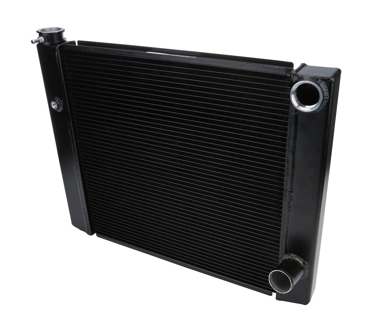 Radiator - 31 in W x 19 in H x 1.5 in D - Dual Pass - Passenger Side Inlet - Passenger Side Outlet - Aluminum - Black Paint - Each