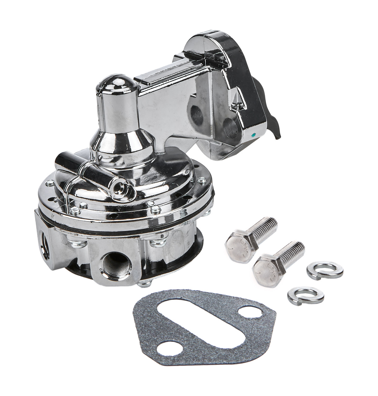 Fuel Pump - Mechanical - 80 gph - 6.5-8 psi - 1/4 in NPT Female Inlet / Outlet - Aluminum - Polished - Gas - Small Block Chevy - Each